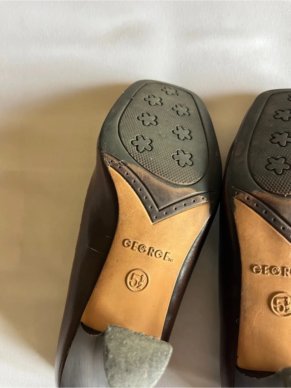 George Brown Heeled Loafers Size 5.5 Synthetic Leather Shoes